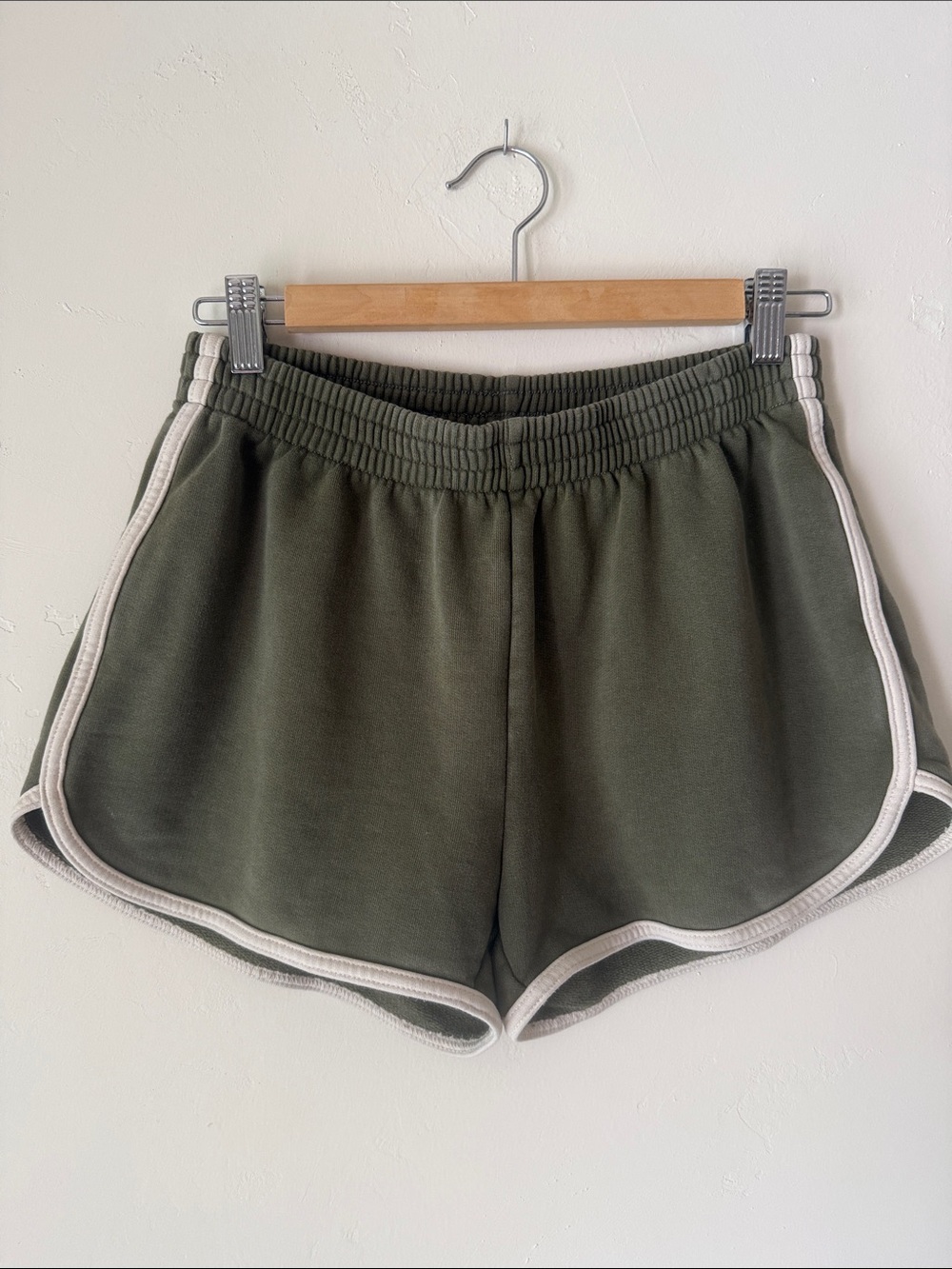 Offline by Aerie Women's Olive Athletic Shorts with Cream Trim